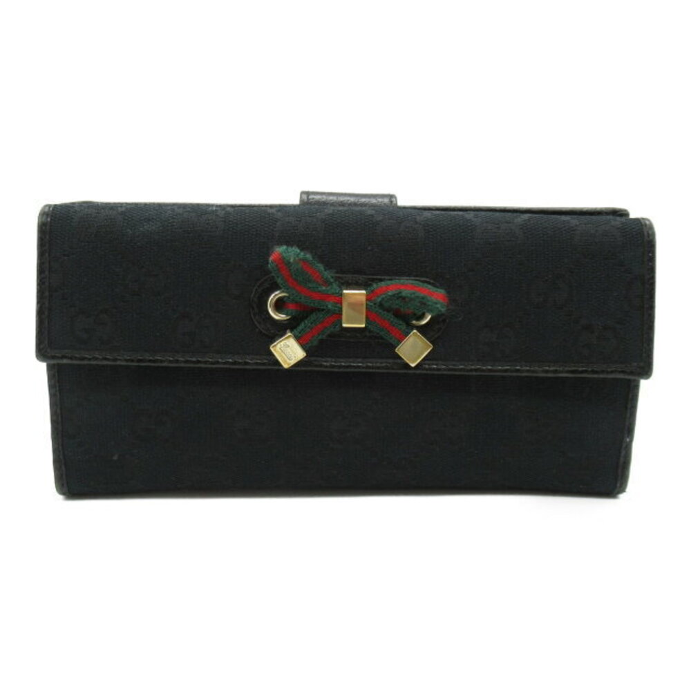 Gucci hook long wallet bifold GG canvas black
